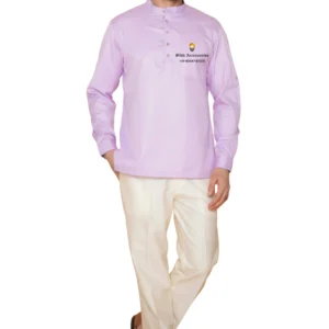 Pastel Purple Full Sleeves Short Kurta For Men