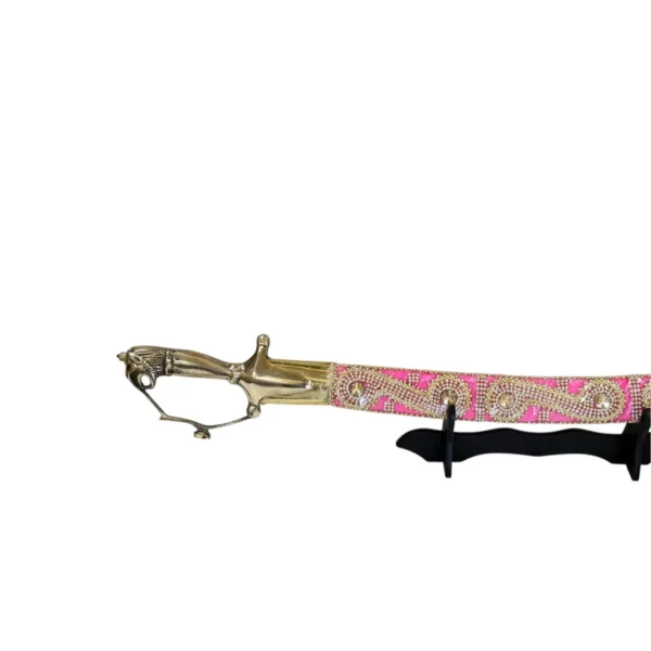 Pink Wedding Sword With Brass Tiger Handle - Image 2