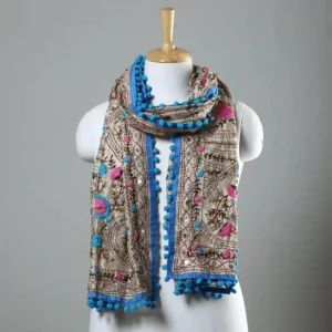 Ranihati Chanderi Silk Phulkari Stole - Product ID: 12