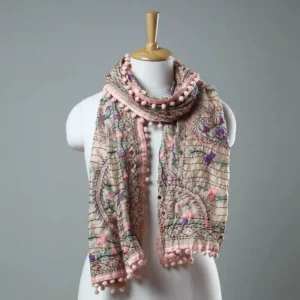 Ranihati Chanderi Silk Phulkari Stole - Product ID: 14