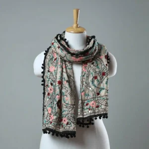 Ranihati Chanderi Silk Phulkari Stole - Product ID: 16