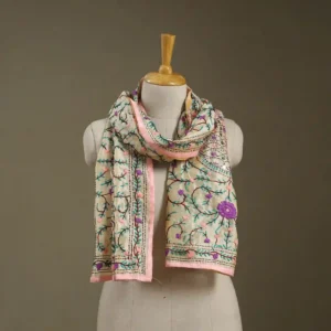 Ranihati Chanderi Silk Phulkari Stole - Product ID: 18