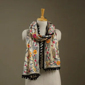 Ranihati Chanderi Silk Phulkari Stole - Product ID: 19