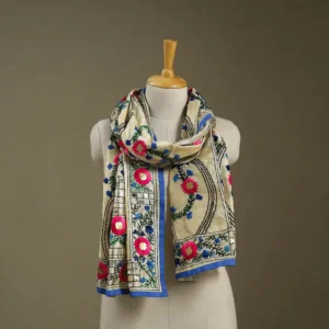 Ranihati Chanderi Silk Phulkari Stole - Product ID: 21