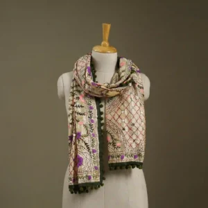 Ranihati Chanderi Silk Phulkari Stole - Product ID: 23