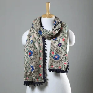 Ranihati Chanderi Silk Phulkari Stole - Product ID: 25