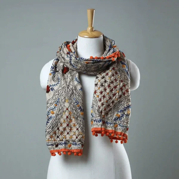 Ranihati Chanderi Silk Phulkari Stole - Product ID: 28