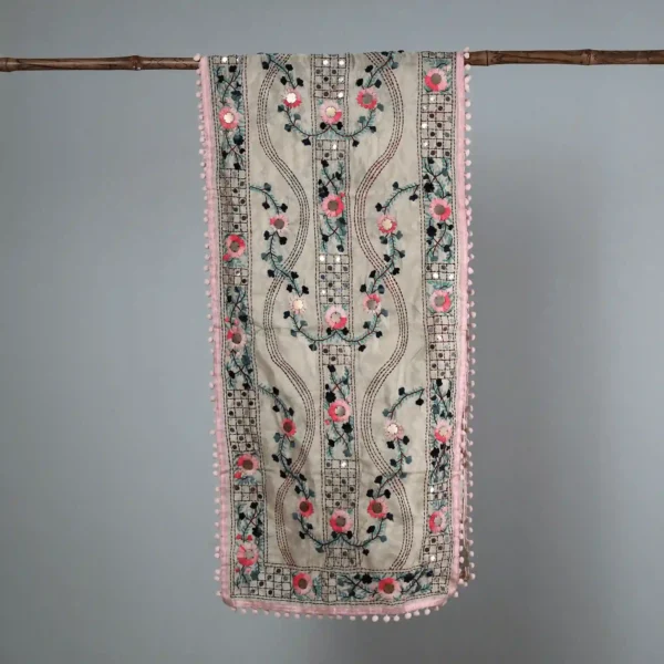 Ranihati Chanderi Silk Phulkari Stole - Product ID: 29 - Image 2