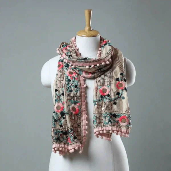 Ranihati Chanderi Silk Phulkari Stole - Product ID: 29