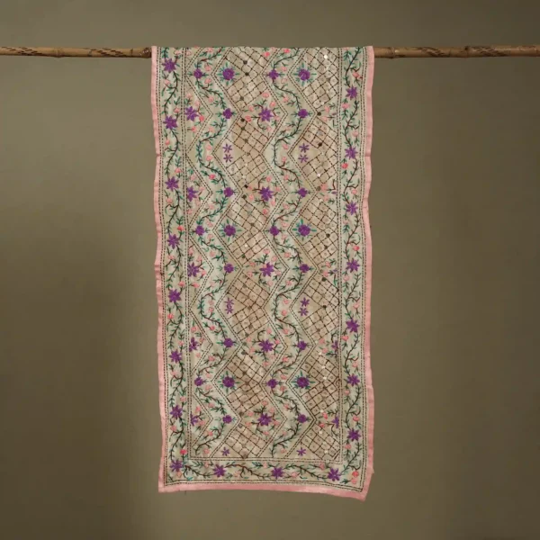 Ranihati Chanderi Silk Phulkari Stole - Product ID: 30