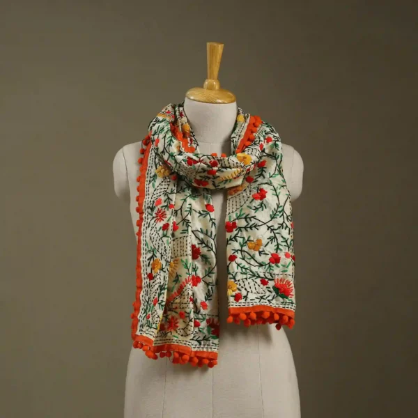 Ranihati Chanderi Silk Phulkari Stole - Product ID: 31