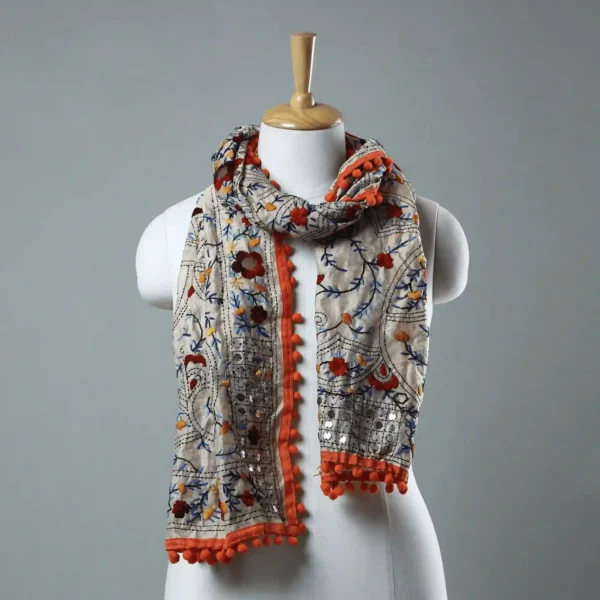Ranihati Chanderi Silk Phulkari Stole - Product ID: 32