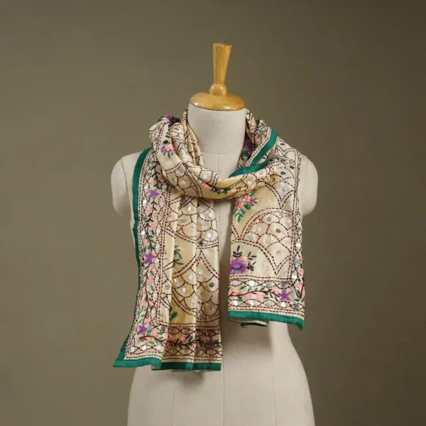 Ranihati Chanderi Silk Phulkari Stole - Product ID: 33