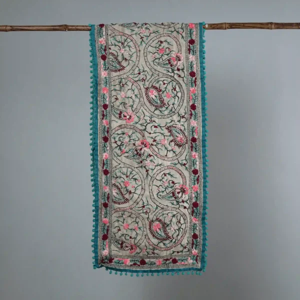 Ranihati Chanderi Silk Phulkari Stole - Product ID: 34