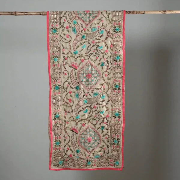 Ranihati Chanderi Silk Phulkari Stole - Product ID: 35 - Image 2