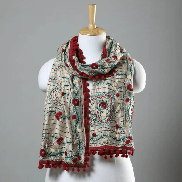 Ranihati Chanderi Silk Phulkari Stole - Product ID: 37