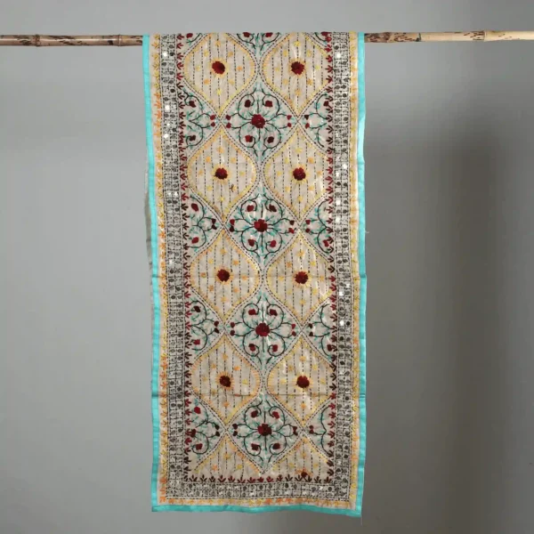 Ranihati Chanderi Silk Phulkari Stole - Product ID: 40
