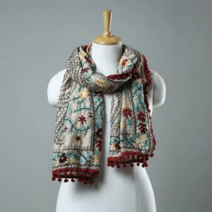 Ranihati Chanderi Silk Phulkari Stole - Product ID: 41