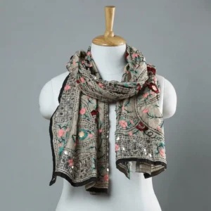 Ranihati Chanderi Silk Phulkari Stole - Product ID: 43