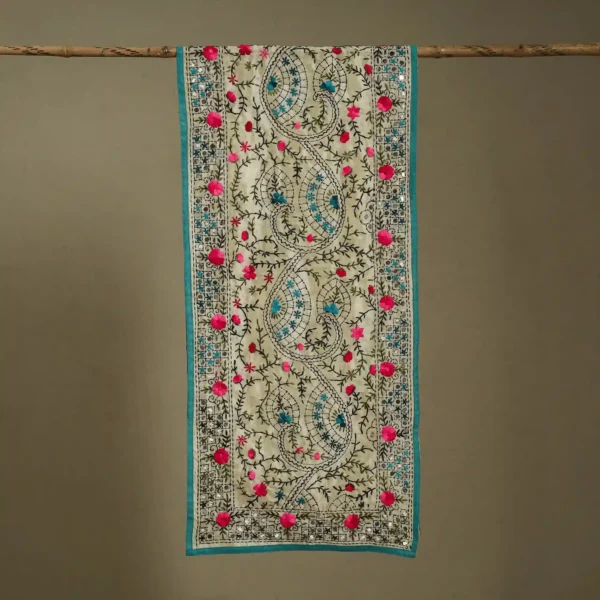 Ranihati Chanderi Silk Phulkari Stole - Product ID: 44