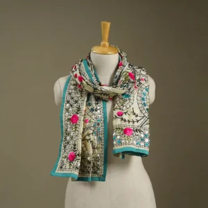 Ranihati Chanderi Silk Phulkari Stole - Product ID: 44