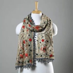 Ranihati Chanderi Silk Phulkari Stole - Product ID: 46