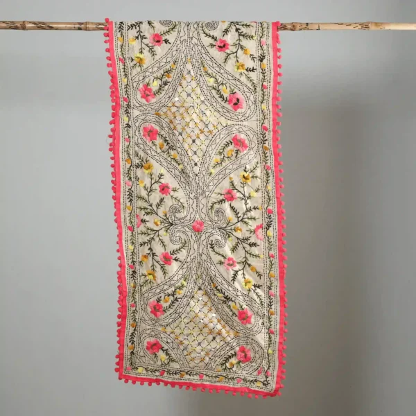 Ranihati Chanderi Silk Phulkari Stole - Product ID: 48 - Image 2