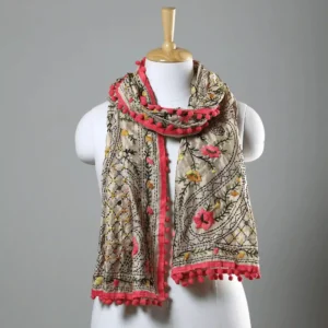 Ranihati Chanderi Silk Phulkari Stole - Product ID: 48