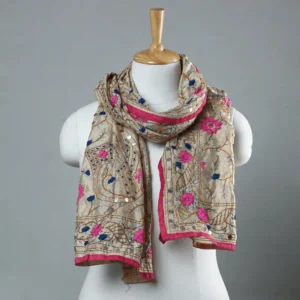 Ranihati Chanderi Silk Phulkari Stole - Product ID: 49