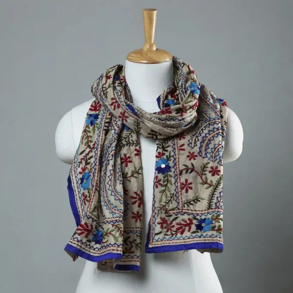 Ranihati Chanderi Silk Phulkari Stole - Product ID: 51