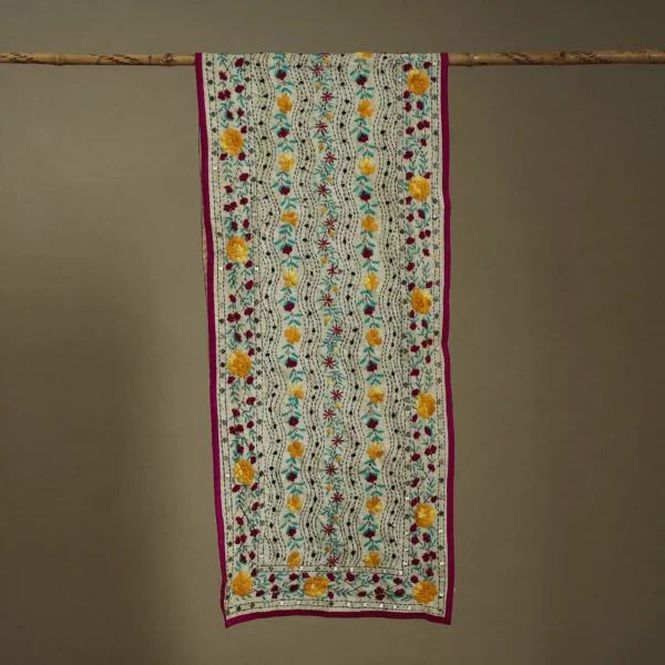 Ranihati Chanderi Silk Phulkari Stole - Product ID: 52