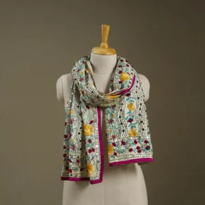 Ranihati Chanderi Silk Phulkari Stole - Product ID: 52