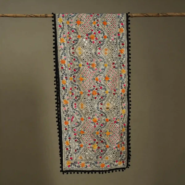 Ranihati Chanderi Silk Phulkari Stole - Product ID: 53