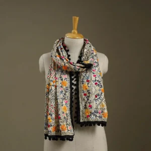 Ranihati Chanderi Silk Phulkari Stole - Product ID: 53