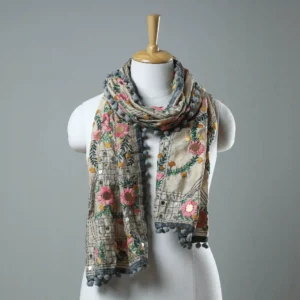 Ranihati Chanderi Silk Phulkari Stole - Product ID: 54