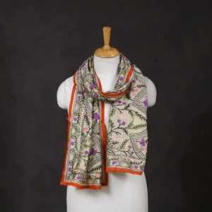 Ranihati Chanderi Silk Phulkari Stole - Product ID: 55