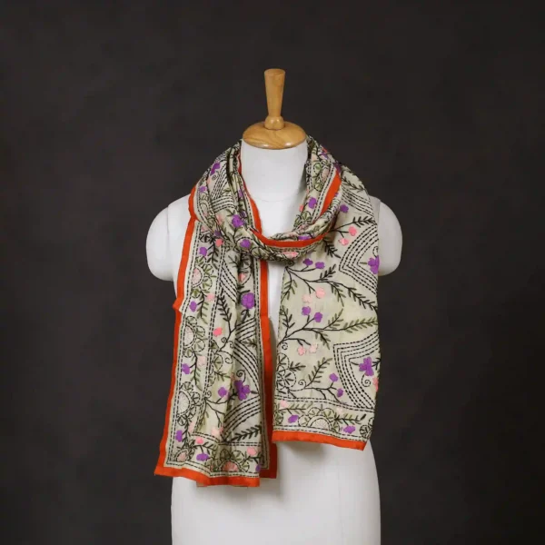 Ranihati Chanderi Silk Phulkari Stole - Product ID: 55