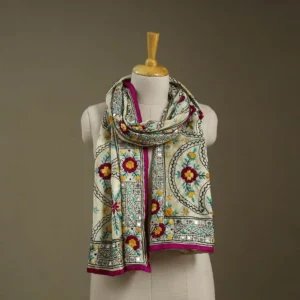 Ranihati Chanderi Silk Phulkari Stole - Product ID: 56