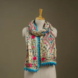 Ranihati Chanderi Silk Phulkari Stole - Product ID: 57