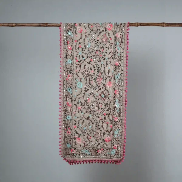 Ranihati Chanderi Silk Phulkari Stole - Product ID: 58 - Image 2