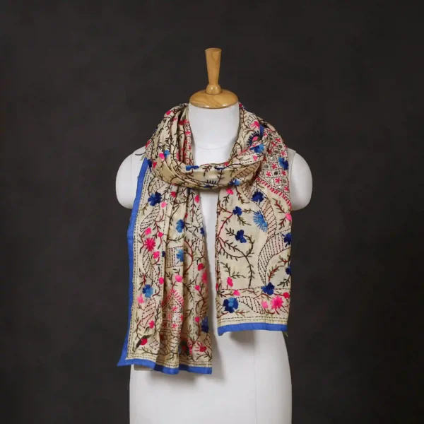 Ranihati Chanderi Silk Phulkari Stole - Product ID: 59