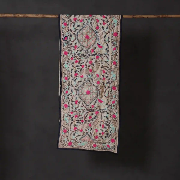 Ranihati Chanderi Silk Phulkari Stole - Product ID: 6