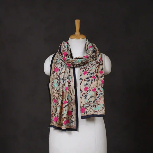 Ranihati Chanderi Silk Phulkari Stole - Product ID: 6