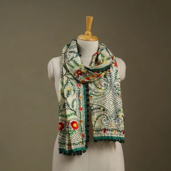 Ranihati Chanderi Silk Phulkari Stole - Product ID: 60