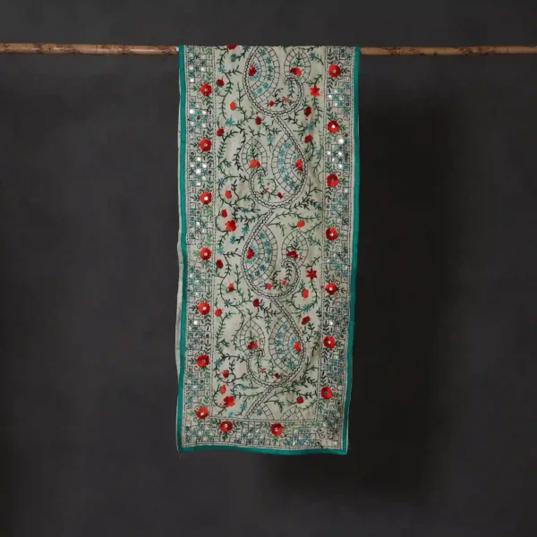 Ranihati Chanderi Silk Phulkari Stole - Product ID: 7