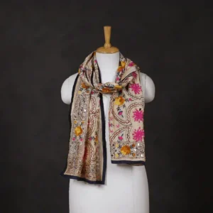 Ranihati Chanderi Silk Phulkari Stole - Product ID: 8