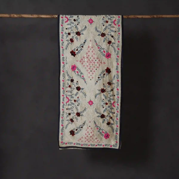 Ranihati Chanderi Silk Phulkari Stole - Product ID: 9