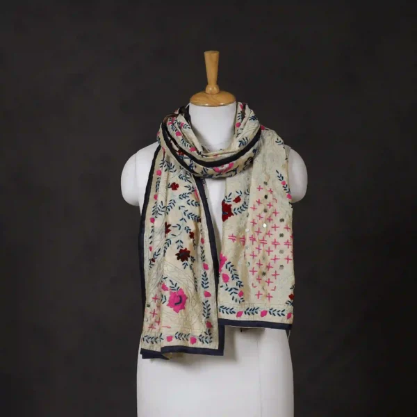 Ranihati Chanderi Silk Phulkari Stole - Product ID: 9