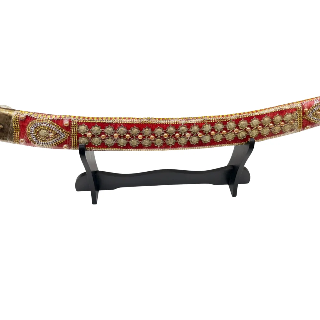Red Tega Design Wedding Sword With Stone Work