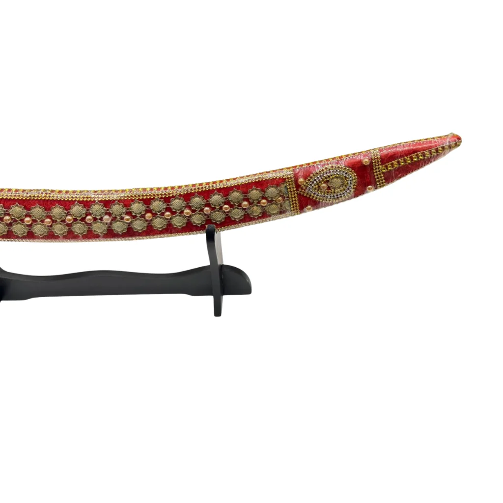 Red Tega Design Wedding Sword With Stone Work